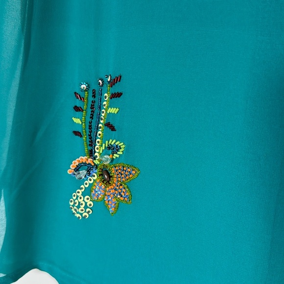 Forever 21 Turquoise Embellished Beaded Button Top Turquoise L - Picture 5 of 8